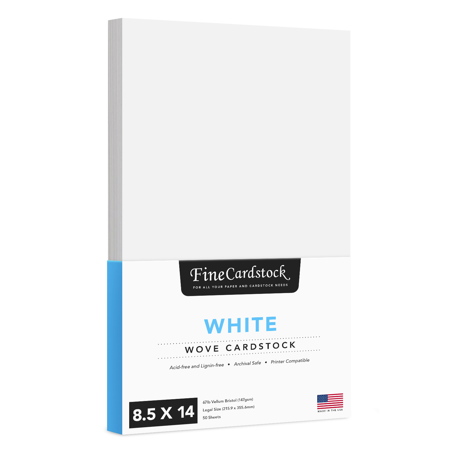 Basic WHITE (Lightweight) Card Stock Paper - 8.5 x 14 - 65lb Cover