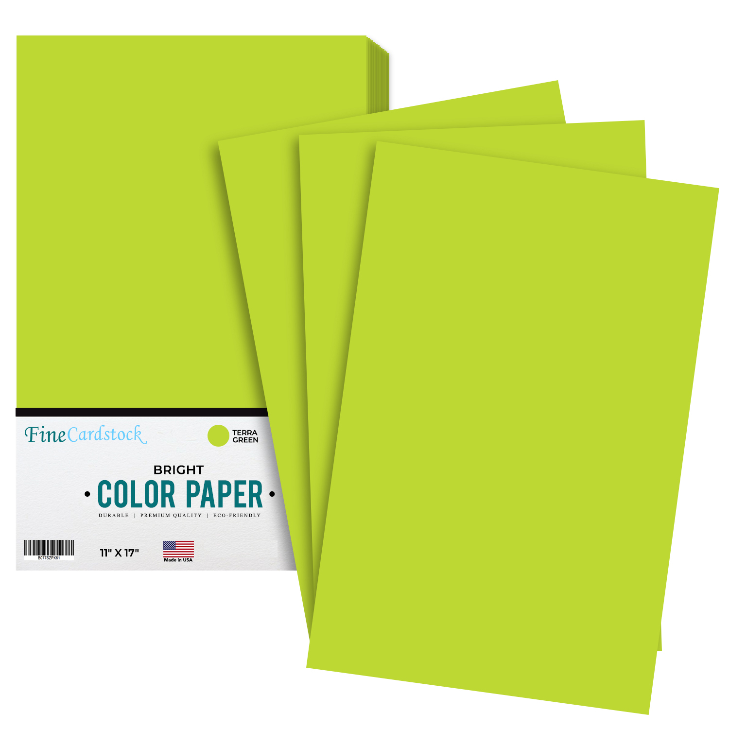 Green 50 Sheets 11x 17 Bright Color Card Stock Paper 