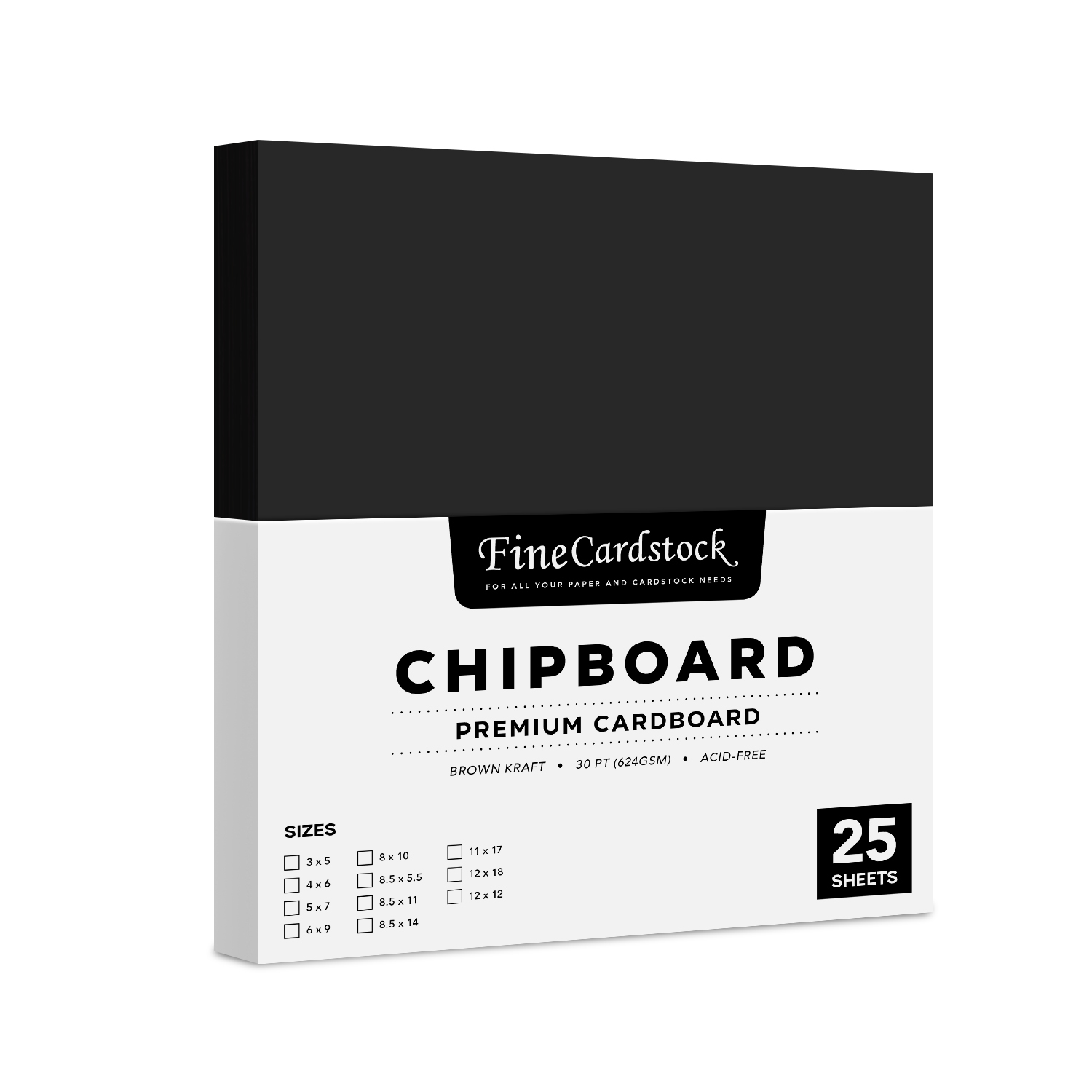 12x12'' Black cardboard in bulk