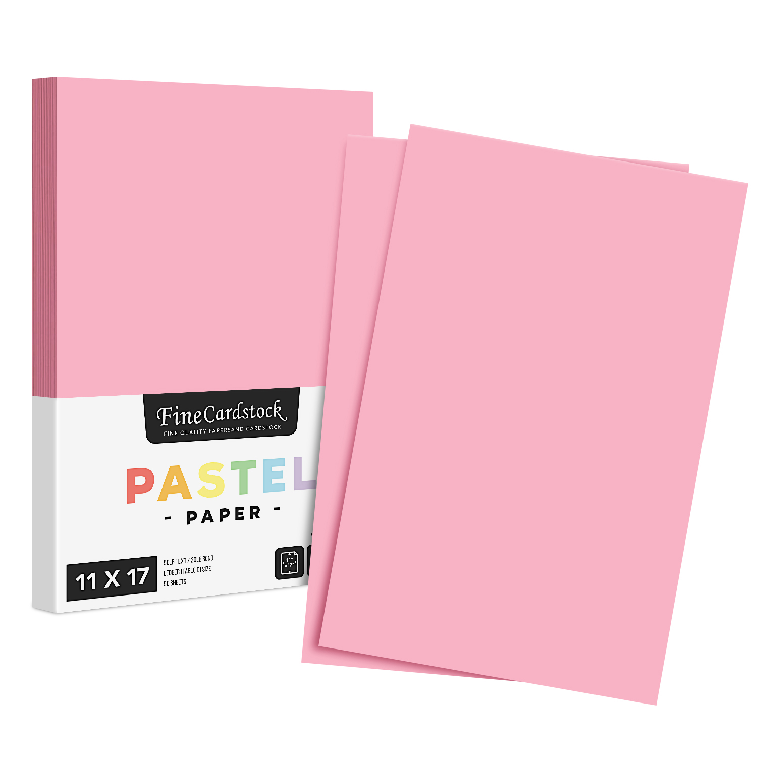 Pink - Color Paper 20lb. Size 8.5 x 14 Legal/Menu Size 50 per Pack