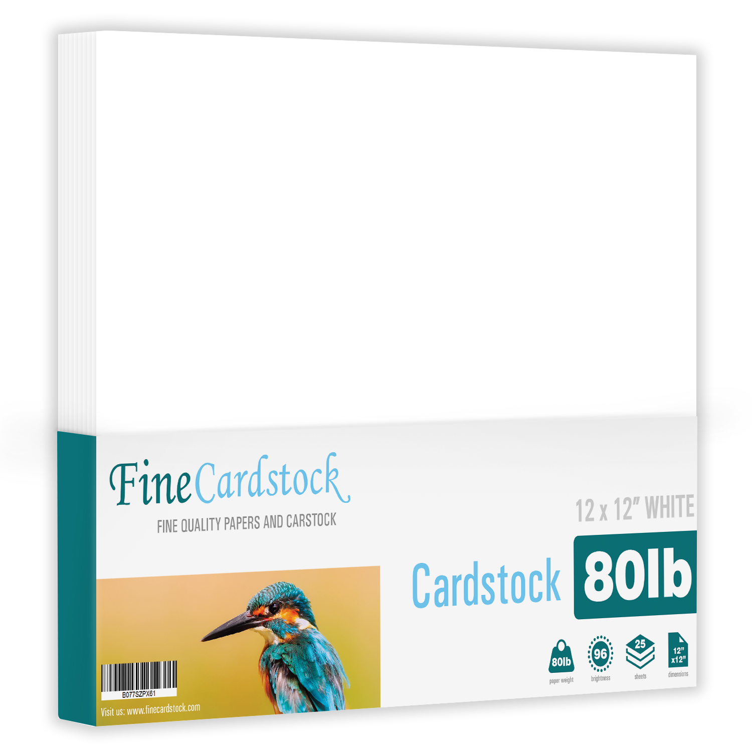 White Cardstock 80Lb Cover 12 x 12 inch 25 Sheets 