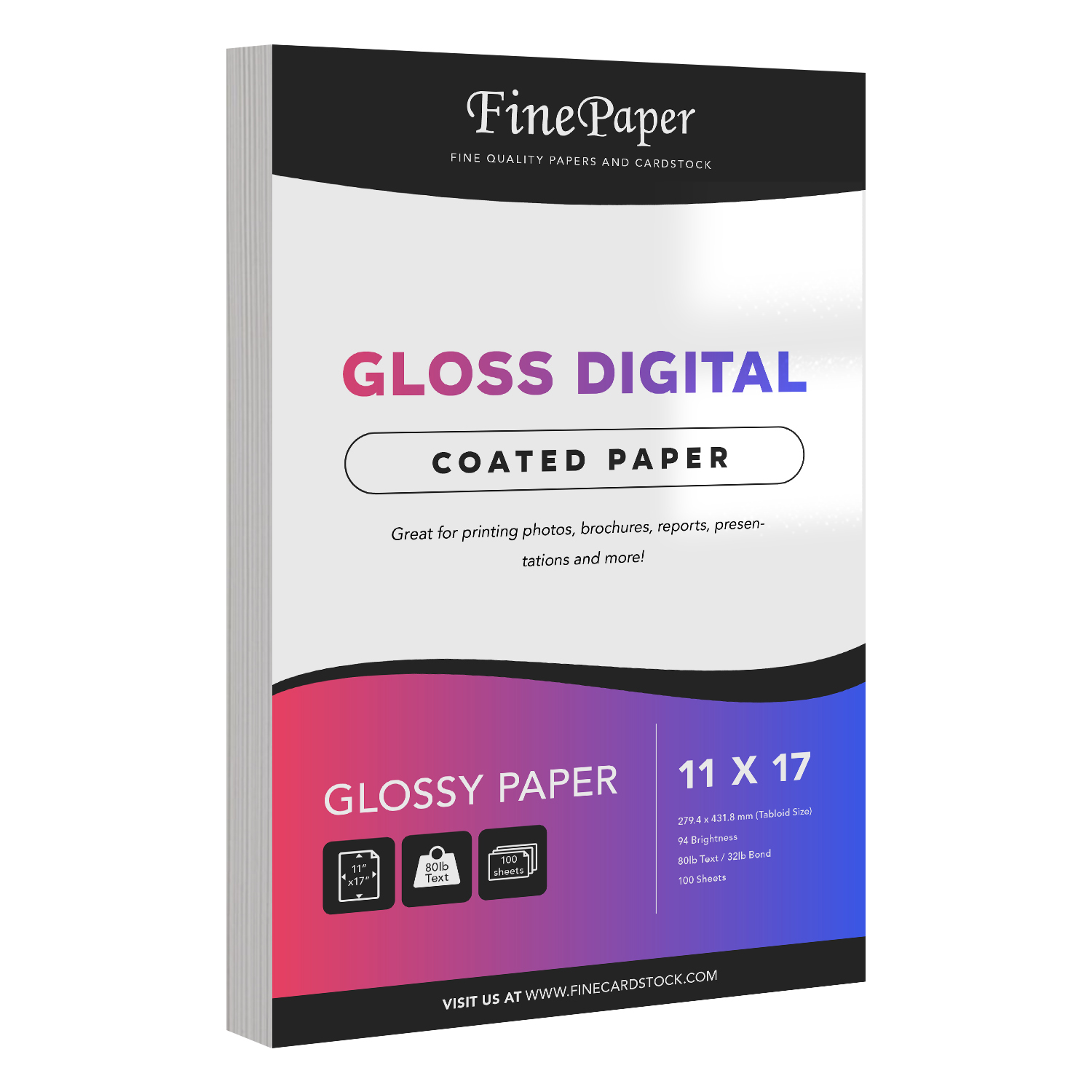 HP Glossy Color Laser Presentation Paper - 8 1/2 x 11 - Pack of 250